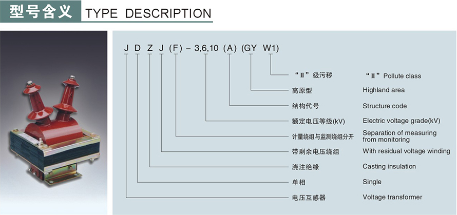 JDZJ-10GYW1(A)型電壓互感器型號說明